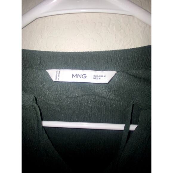 MNG Womens Forest Green Ruffle Long Sleeve Blouse Size Medium - Picture 4 of 5